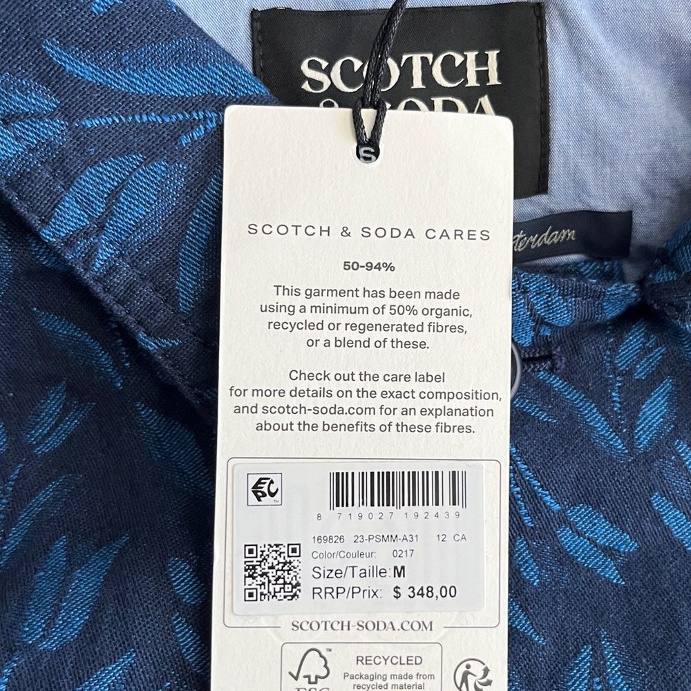 NWT - Scotch & Soda Men’s Linen Blended Jacquard Overshirt Jacket - Size M - Picture 8 of 10